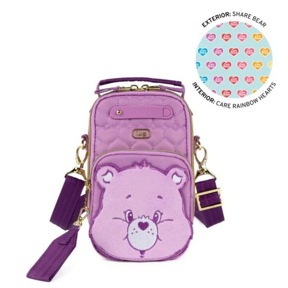 Lug Care Bears x Lug Skeeter Mini Bridge Crossbody Belt Bag Share Bear Purple - Picture 1 of 12